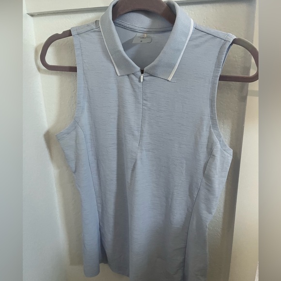 CALIA by Carrie Underwood Light Blue Sleeveless Polo Top - Picture 1 of 1